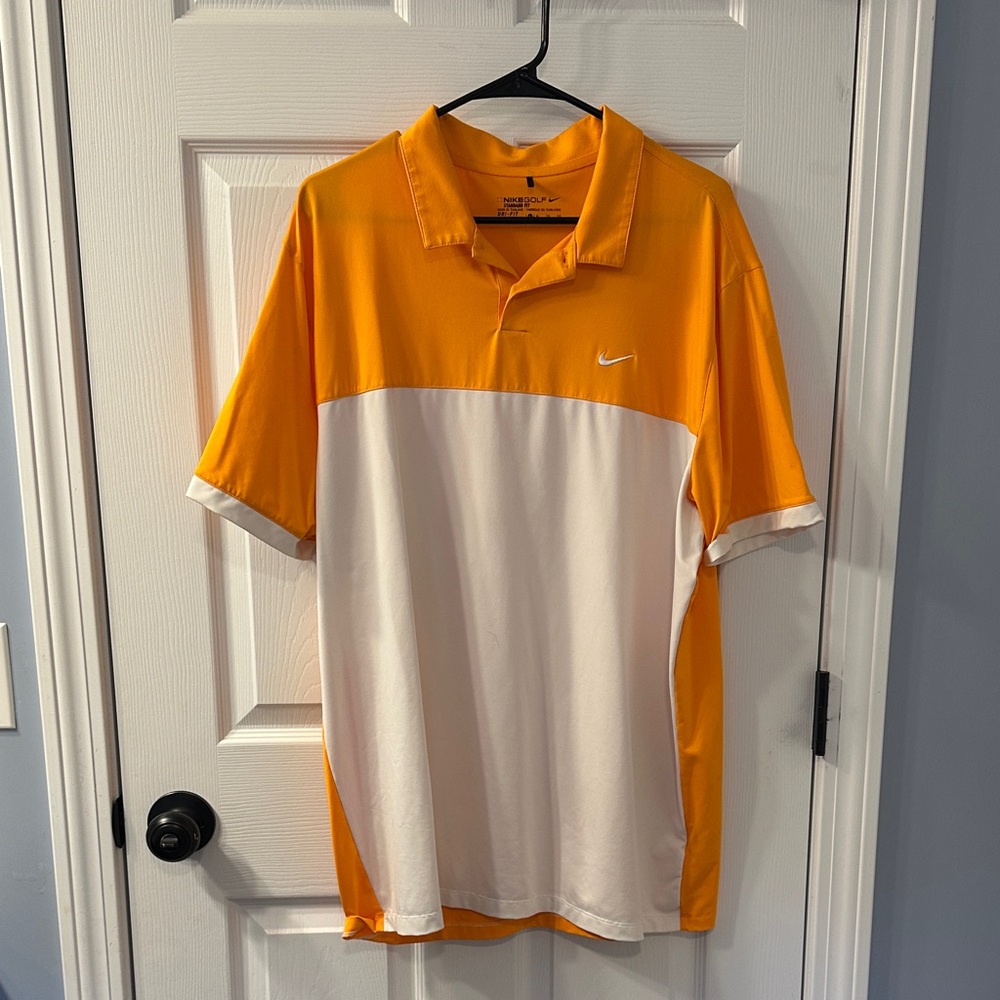 Nike Men's Polo Shirt in Orange and White